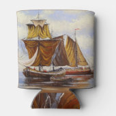 海の風景：油絵を描船。 缶クーラー (裏面)