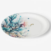 海の飛沫 オーシャンブルー ウェディング 水彩 海サンゴ ペーパープレート (アングル)