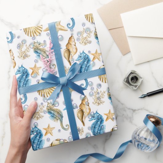 海の馬とヒトデ ラッピングペーパー (ギフト)