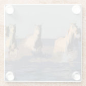 海の馬 – 野生の馬 ガラスコースター (裏面)