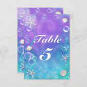 海の魅惑されたパーティーテーブル番号カードの下 招待状 (正面/裏面)
