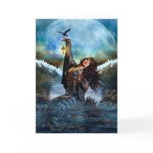 海の魔女デジタルアート空白のノートカード