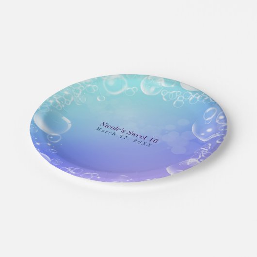 海の魔法の泡の下カスタムパーティー ペーパープレート (アングル)