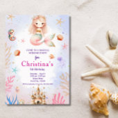 海の魔法の誕生日パーティーの下の人魚 招待状