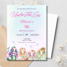 海の魔法の誕生日パーティーガールの下の人魚