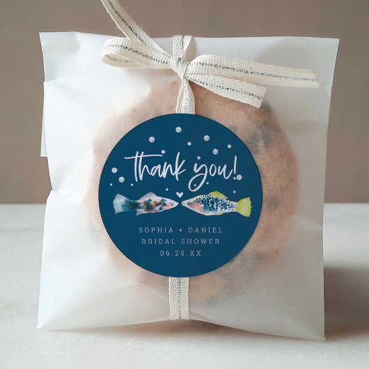 海の魚がふたり減る ブライダルシャワーステッカー ラウンドシール