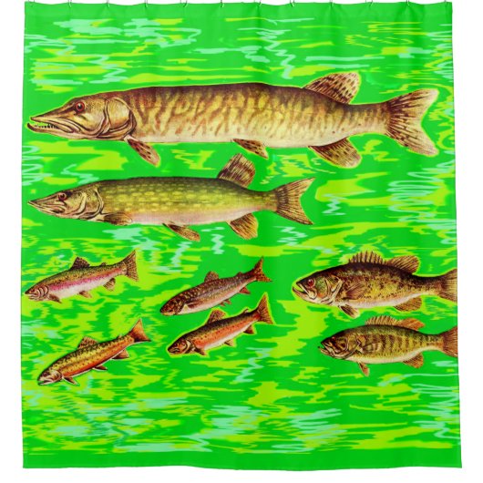 海の魚が多すぎる シャワーカーテン (正面)