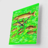 海の魚が多過ぎる スクエア壁時計 (傾斜)