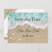海の魚が２匹減る 結婚式のお知らせ ポストカード (正面/裏面)