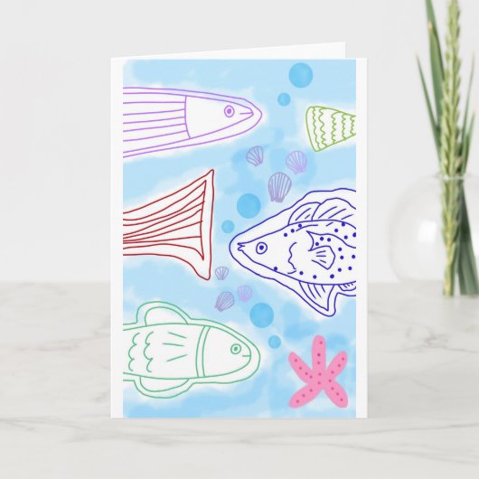 海の魚たちのアート カード (正面)