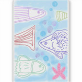 海の魚たちのアート シール (正面)