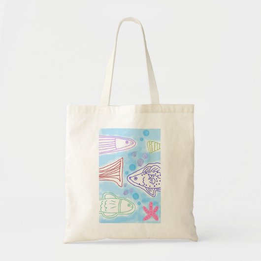 海の魚たちのアート トートバッグ (正面)
