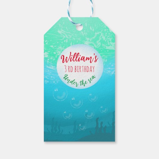 海の魚と海の馬の誕生日パーティーの下で ギフトタグ (裏面)