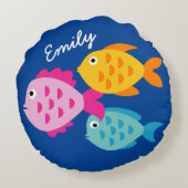 海の魚の子供の子供部屋の下にかわいい ラウンドクッション (裏面)