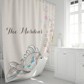 海の魚の海藻珊瑚のオーシャンモノグラム シャワーカーテン