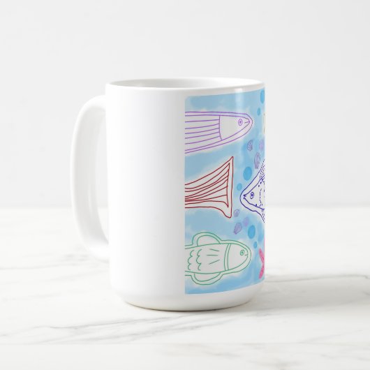 海の魚の芸術 コーヒーマグカップ (正面左)