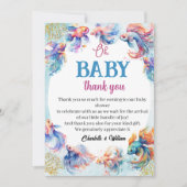 海の魚の赤ちゃんシャワーの下のオベビー サンキューカード (正面)