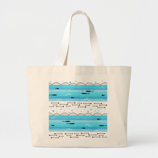 海の魚 ラージトートバッグ (正面)
