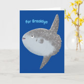 海の魚mola mola molaかわいい漫画 カード (黄色い花)