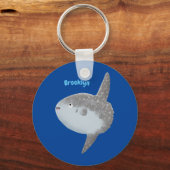 海の魚mola mola molaかわいい漫画 キーホルダー (正面)