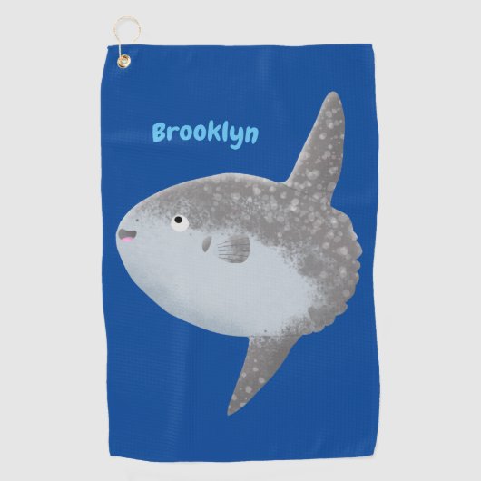 海の魚mola mola molaかわいい漫画 ゴルフタオル (正面)