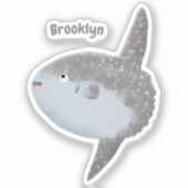 海の魚mola mola molaかわいい漫画 シール (正面)