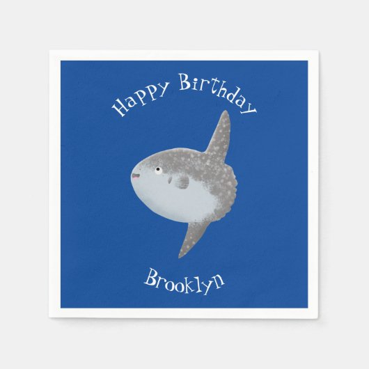 海の魚mola mola molaかわいい漫画 スタンダードカクテルナプキン (正面)