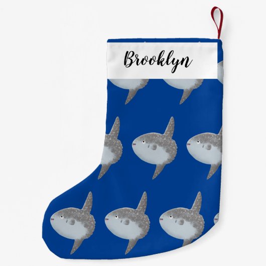 海の魚mola mola molaかわいい漫画 スモールクリスマスストッキング (裏面)