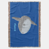 海の魚mola mola molaかわいい漫画 スローブランケット (正面縦)