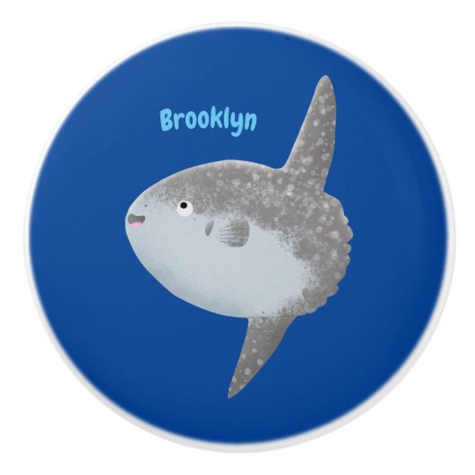 海の魚mola mola molaかわいい漫画 セラミックノブ (正面)