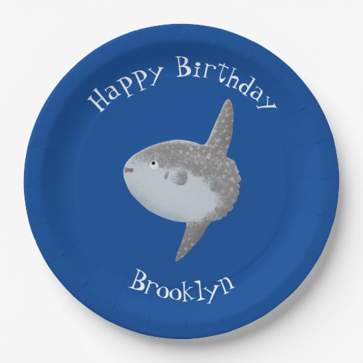 海の魚mola mola molaかわいい漫画 ペーパープレート (正面)