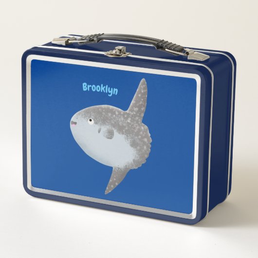 海の魚mola mola molaかわいい漫画 メタルランチボックス (正面)