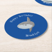 海の魚mola mola molaかわいい漫画 ラウンドペーパーコースター (アングル)