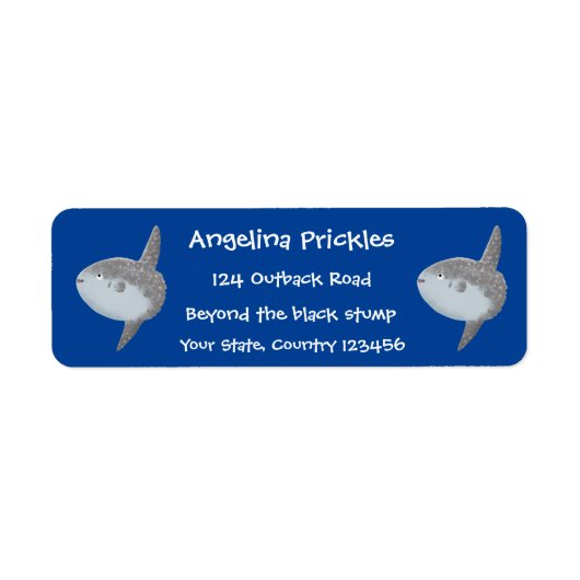 海の魚mola mola molaかわいい漫画 ラベル (正面)