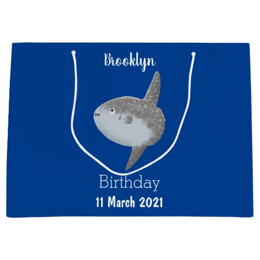 海の魚mola mola molaかわいい漫画 ラージペーパーバッグ (正面)