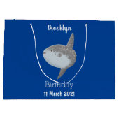 海の魚mola mola molaかわいい漫画 ラージペーパーバッグ (裏面)