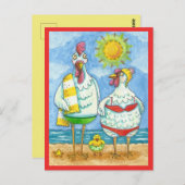 海の鶏、家族のおもしろい漫画のポストおもしろい ポストカード (正面/裏面)