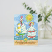 海の鶏、家族のおもしろい漫画はがき ポストカード (スタンド正面)