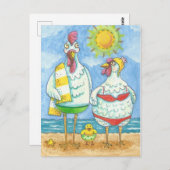 海の鶏、家族のおもしろい漫画はがき ポストカード (正面/裏面)