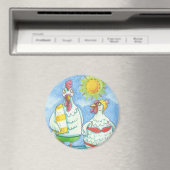 海の鶏、漫画おもしろいの磁石ラウンド マグネット (インサイチュ (食洗機))