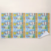 海の鶏、漫画のおもしろいビーチタオル ビーチタオル (正面)