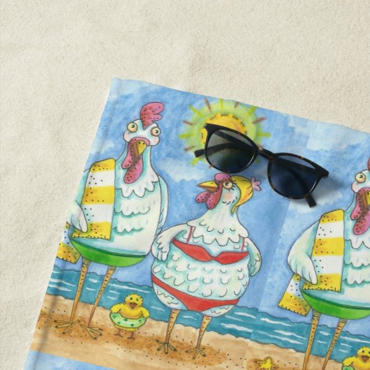 海の鶏、漫画のおもしろいビーチタオル ビーチタオル (インサイチュ)
