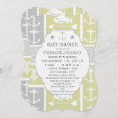 海の黄色と灰色の錨の魚の風向計 招待状 (正面/裏面)