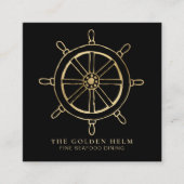 海の黒の金ゴールドによって*~*の金舵輪の素晴らしい食事 スクエア名刺 (正面)