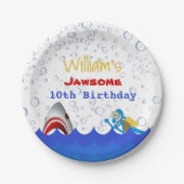 海の10歳の誕生日パーティーの下でサメ ペーパープレート (正面)
