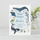 海の4歳の誕生日の下で4つに浮かぶ 招待状 (スタンド正面)