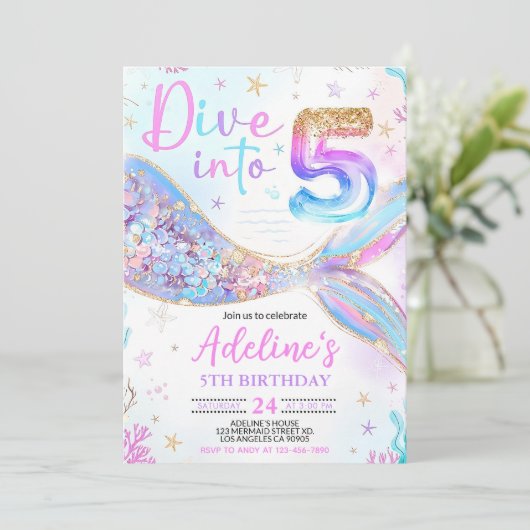 海の5人の人魚パープルターコイズ5人目の人魚の誕生日 招待状 (スタンド正面)