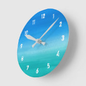 海のBeachy水彩画 ラウンド壁時計 (傾斜)