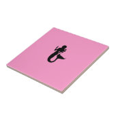 海のGlow_Black-on-Pinkの人魚 タイル (側面)