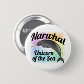 海のNarwhalのユニコーン、かわいい虹 缶バッジ (正面&裏面)
